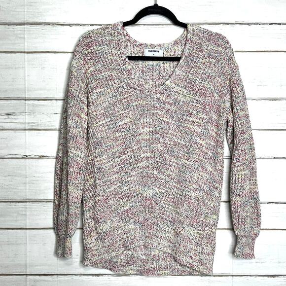 Old Navy Multi Color Knit V Neck Sweater Size Medium - Picture 1 of 7